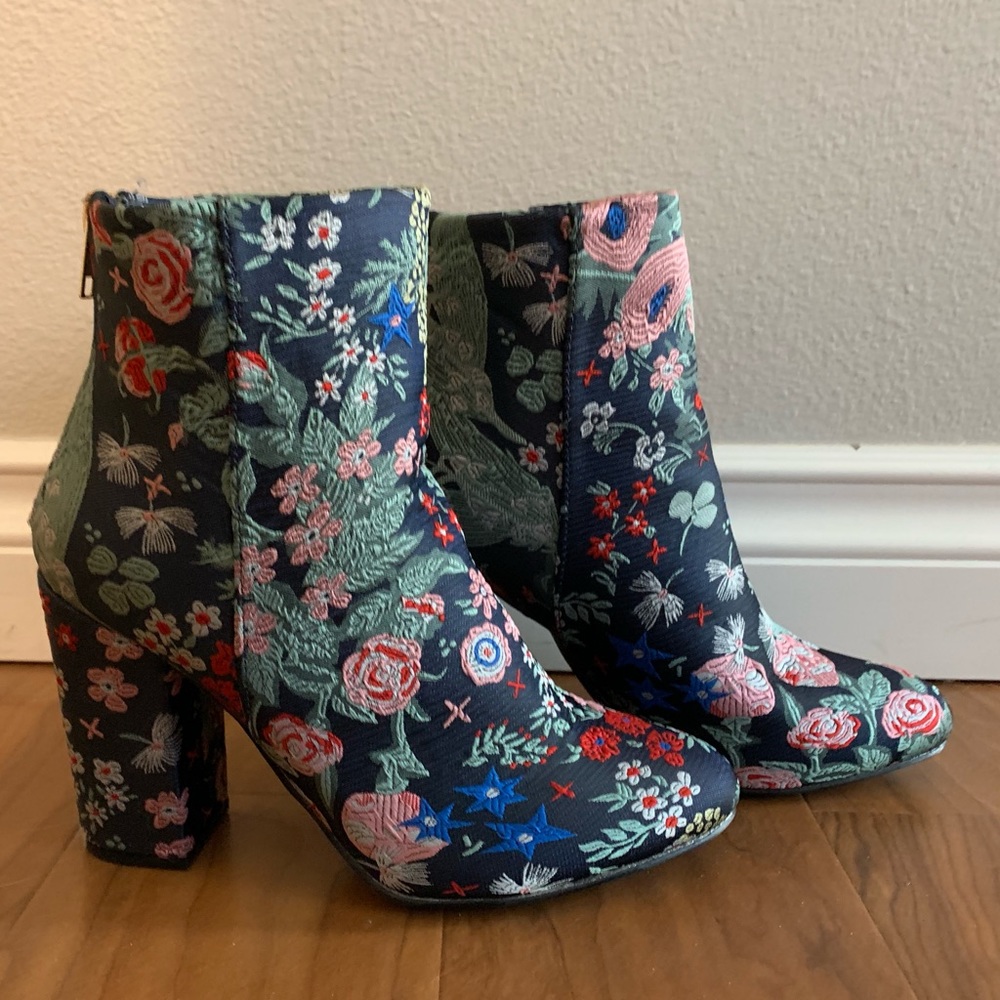 Floral bootie heels